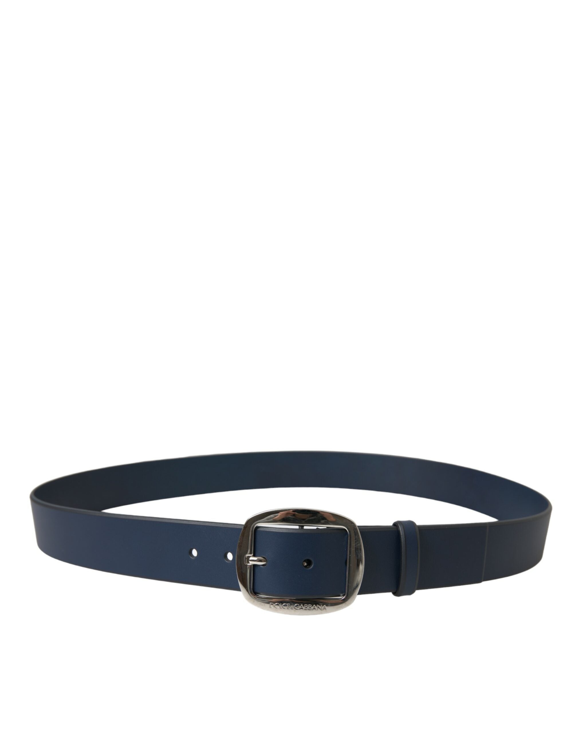 Ceinture élégante en cuir de veau bleu Dolce & Gabbana avec boucle en métal