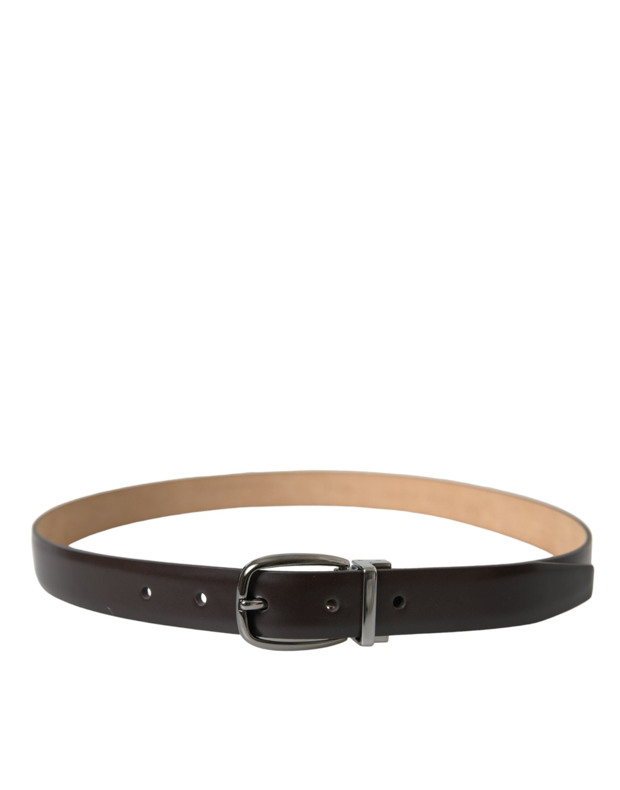 Ceinture élégante en cuir marron foncé Dolce & Gabbana