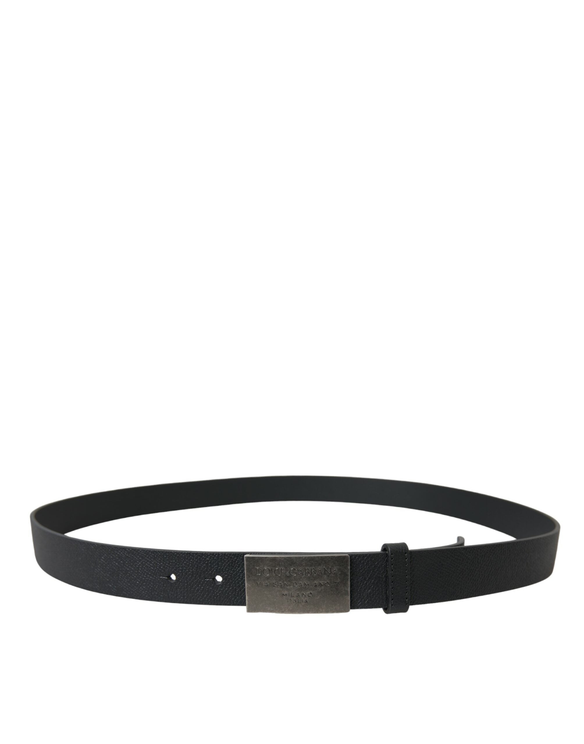 Ceinture élégante en cuir noir Dolce & Gabbana avec boucle en métal