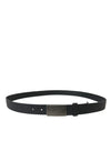 Ceinture élégante en cuir noir Dolce &amp; Gabbana avec boucle en métal