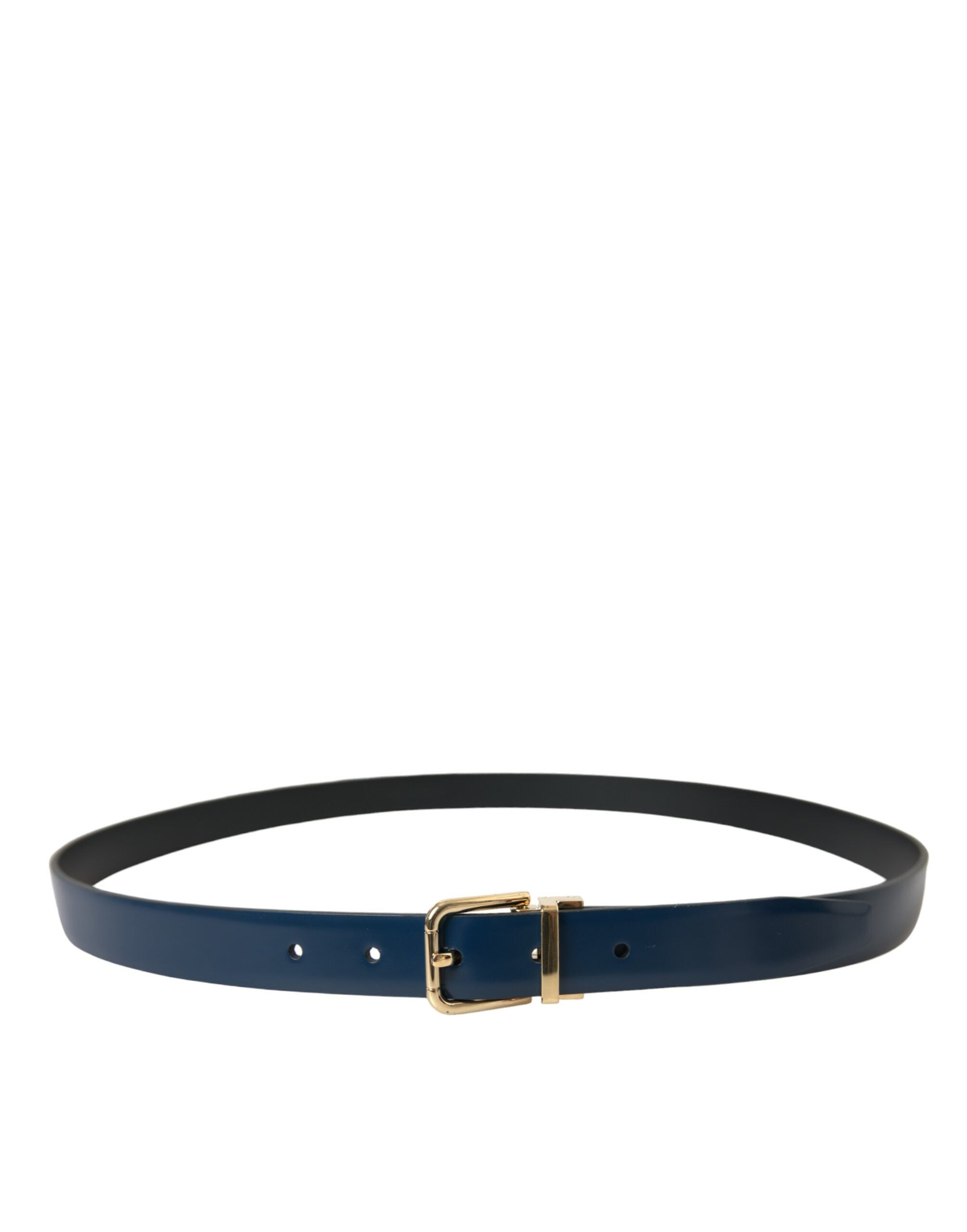 Ceinture élégante en cuir bleu Dolce & Gabbana avec boucle en métal