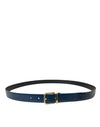 Ceinture élégante en cuir bleu Dolce &amp; Gabbana avec boucle en métal