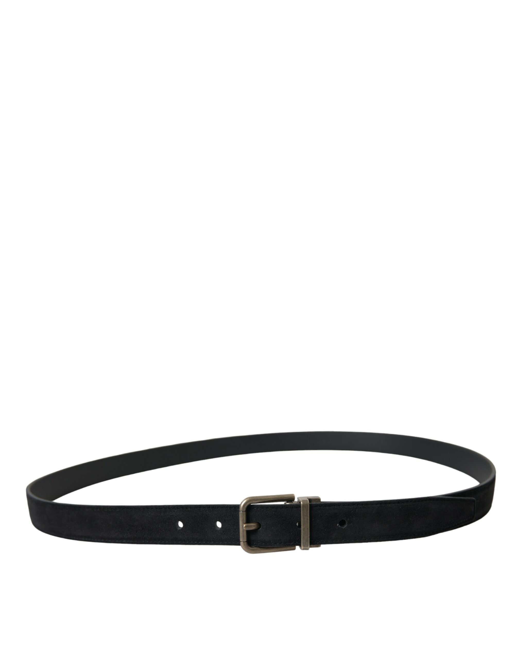 Ceinture élégante en cuir noir Dolce & Gabbana avec boucle en métal