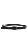 Ceinture élégante en cuir noir Dolce &amp; Gabbana avec boucle en métal