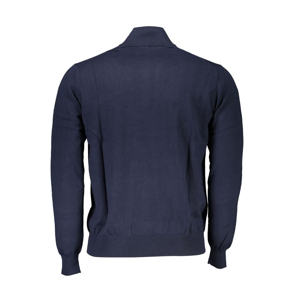 Harmont & Blaine Schicker blauer Pullover mit halbem Reißverschluss und Stickdetail