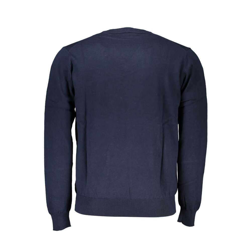 Harmont & Blaine Blauer Pullover mit V-Ausschnitt und Stickerei