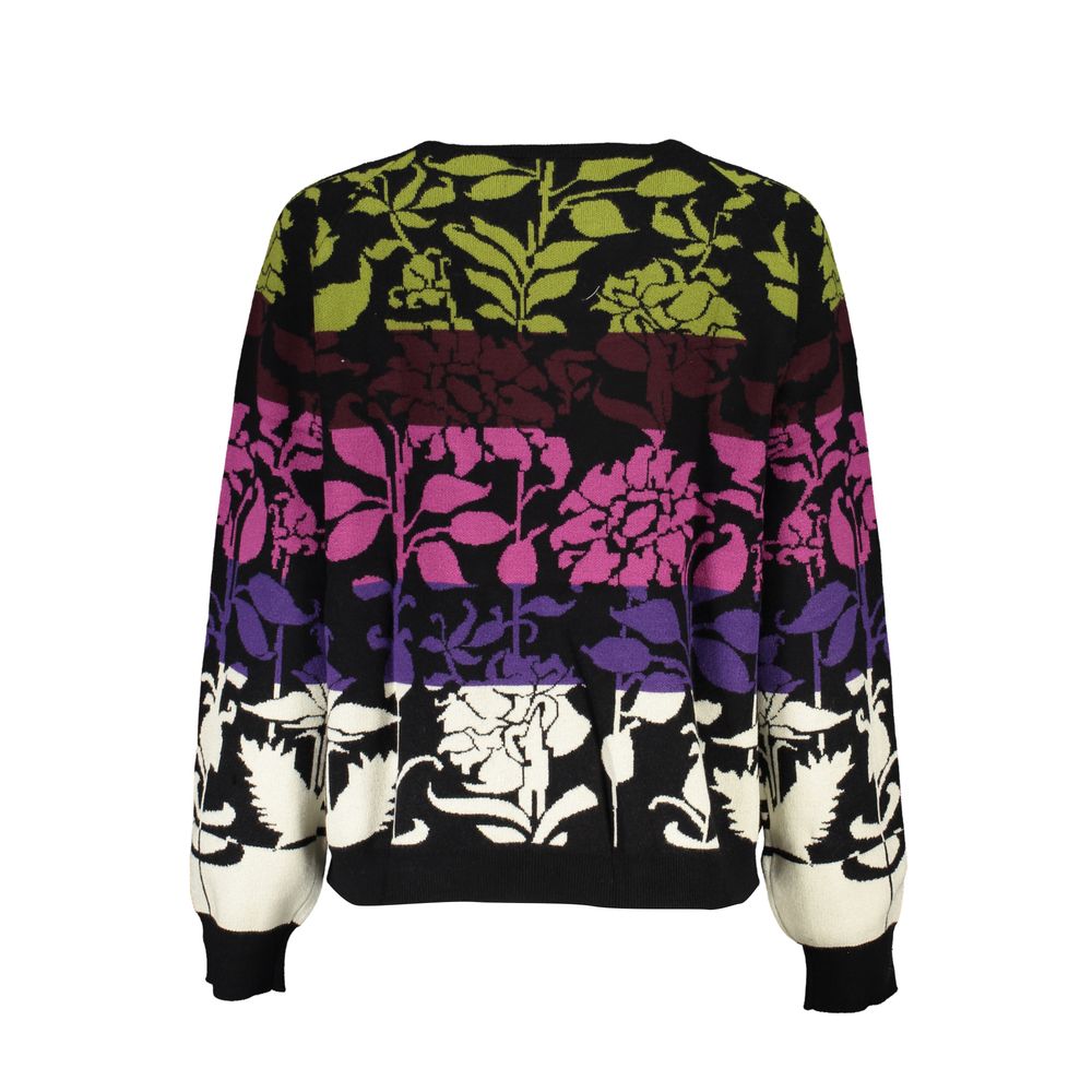 Desigual Schicker Langarmpullover in Schwarz mit Kontrastdetails