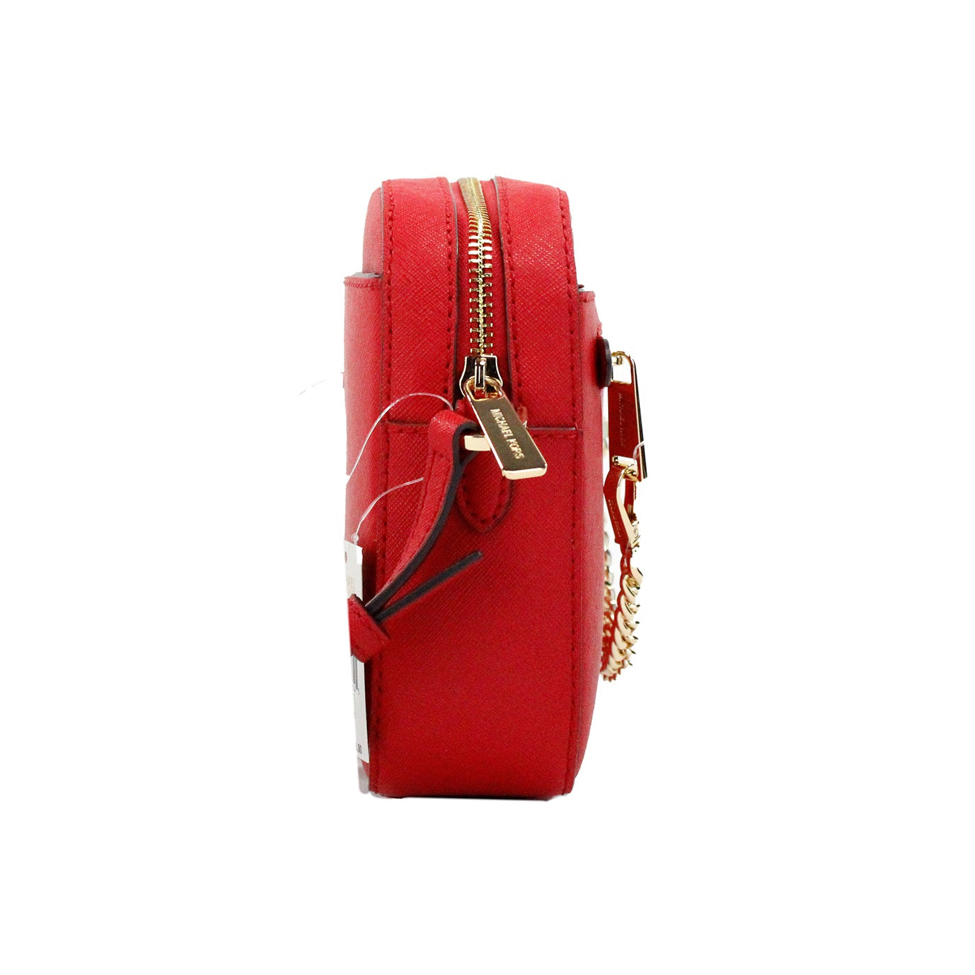 Sac à bandoulière Michael Kors Jet Set Large East West en cuir rouge vif avec chaîne et fermeture éclair