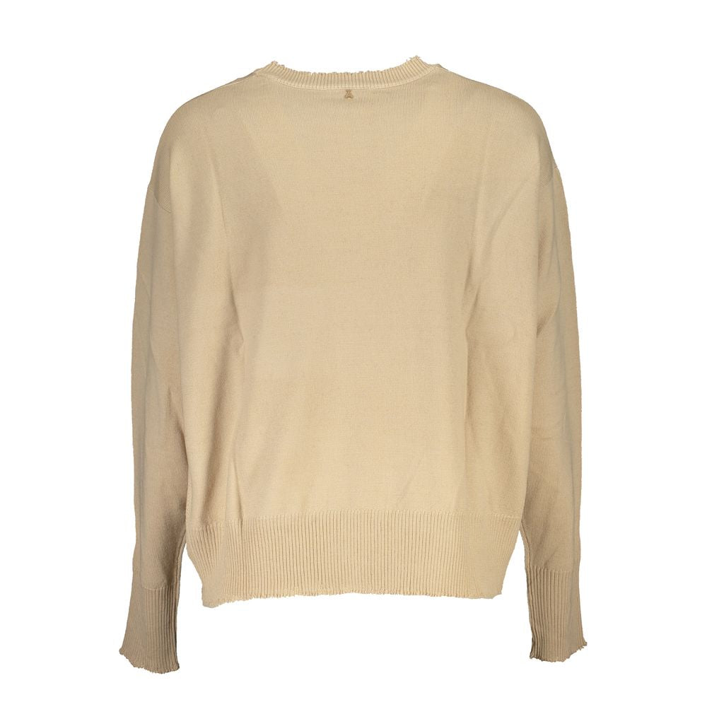 Pull col rond beige chic de Patrizia Pepe avec détails contrastés