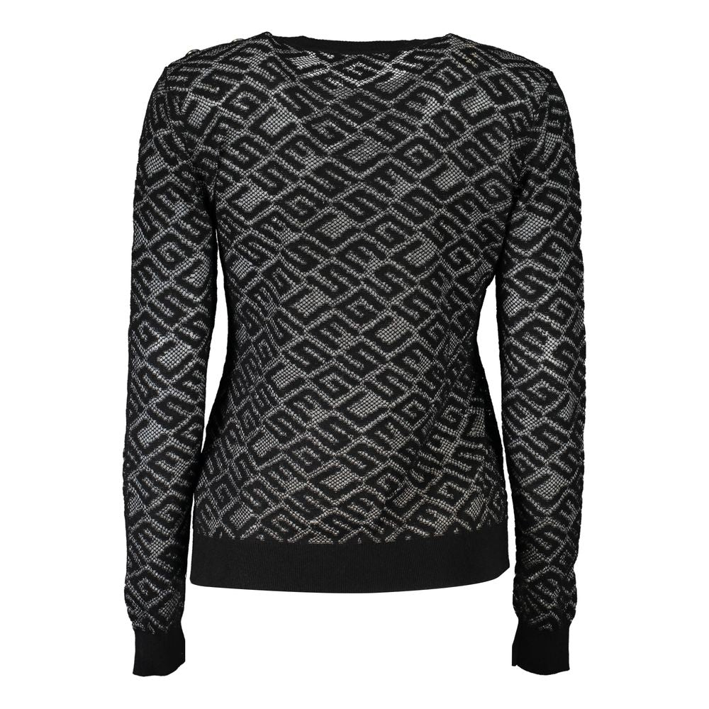 Pull ras du cou brodé noir chic Guess Jeans