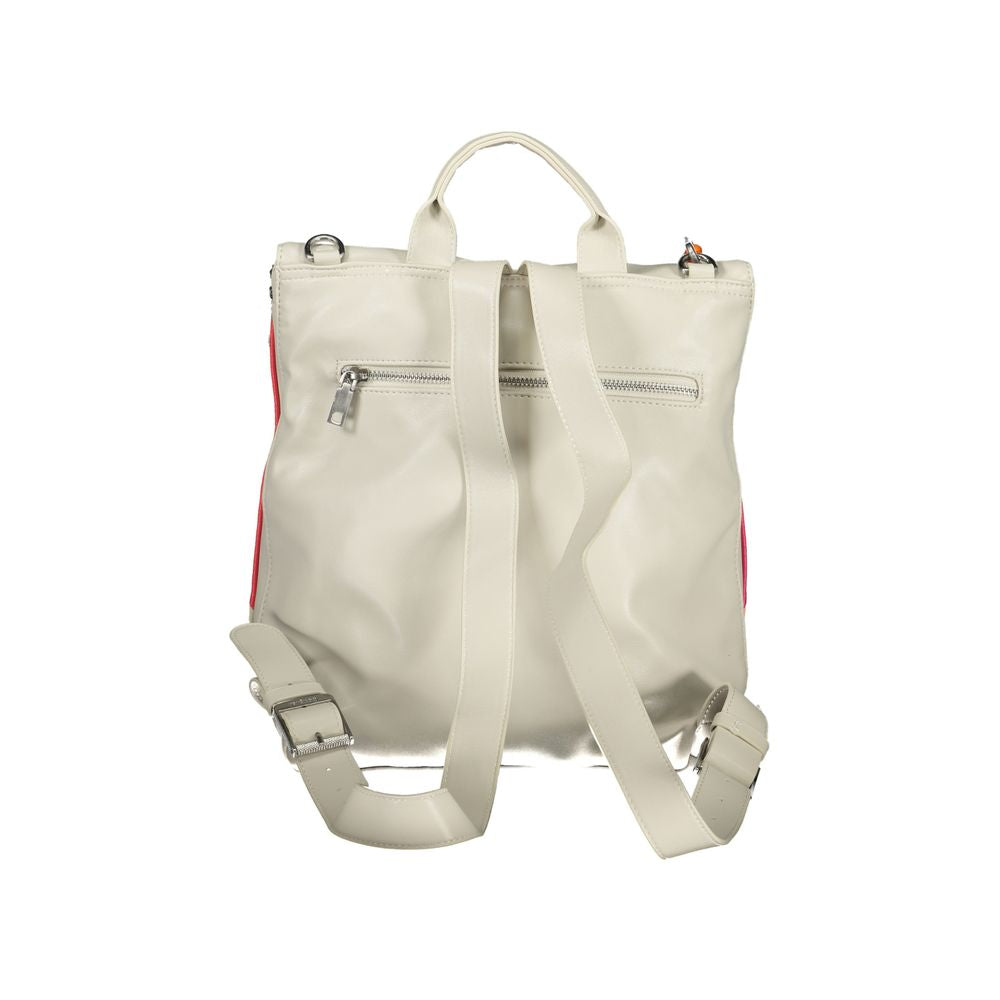 Desigual Chic White Backpack with Contrasting Details