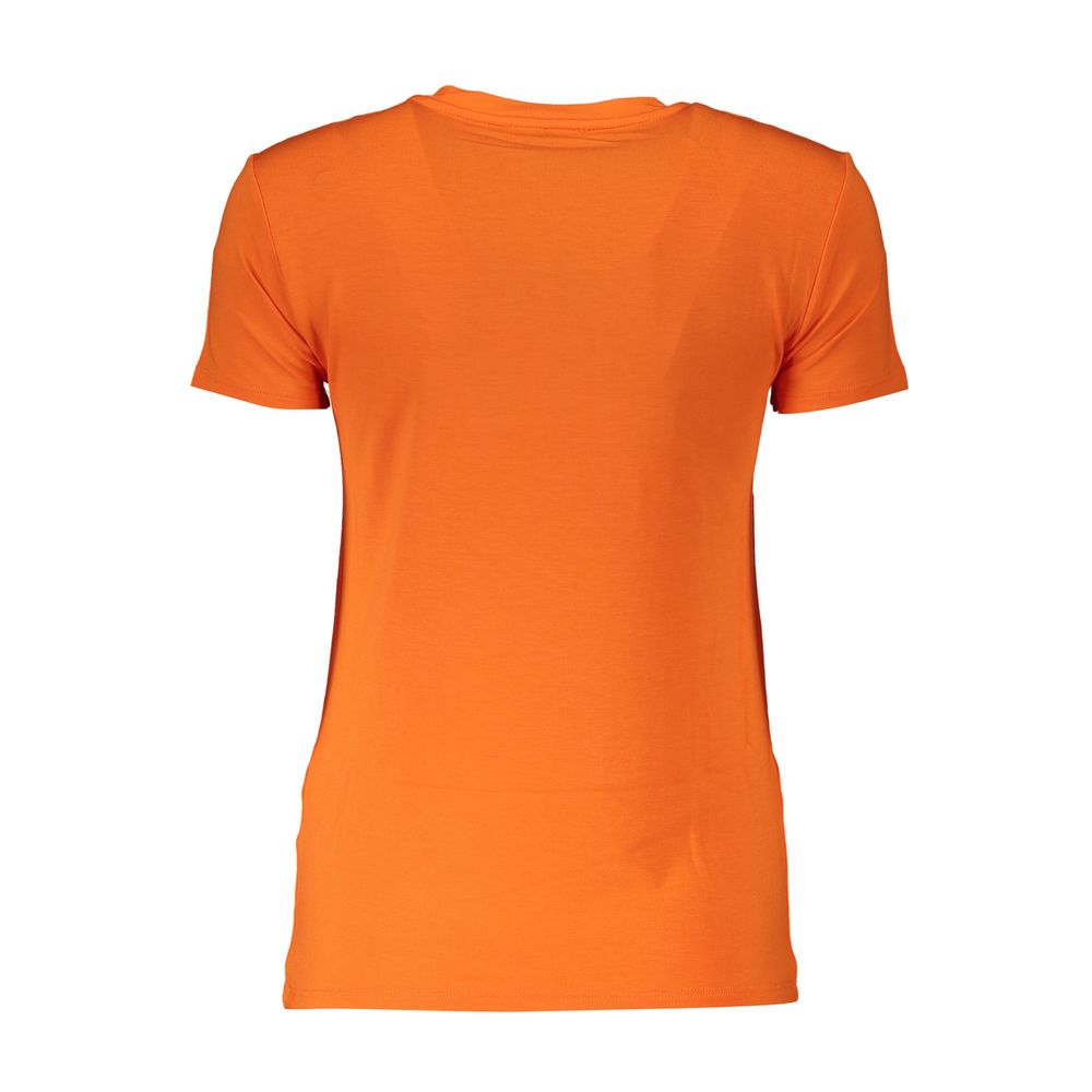 Patrizia Pepe Elegantes orangefarbenes Strass-T-Shirt