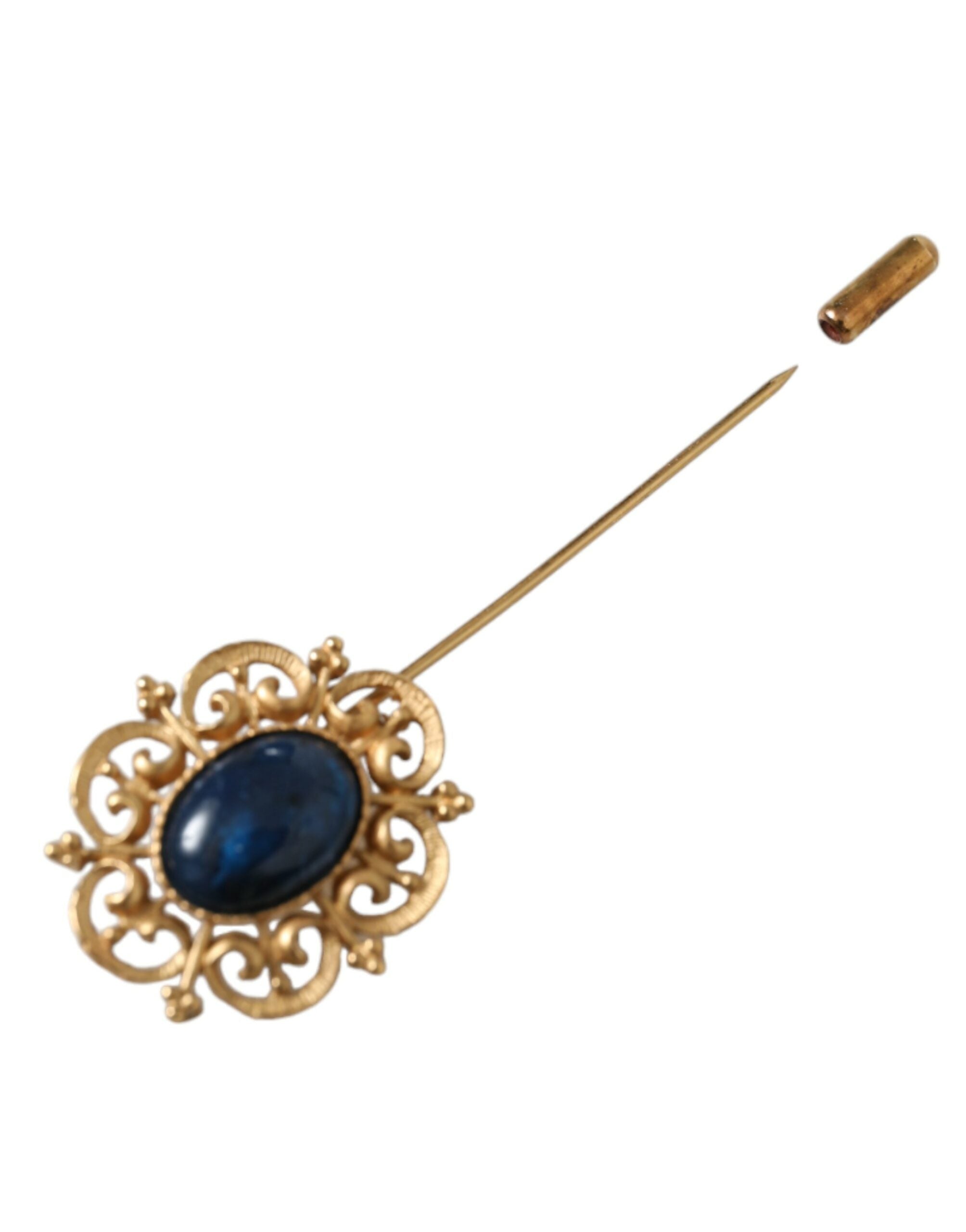 Dolce & Gabbana Elegant Gold Tone Silver Pin Brooch