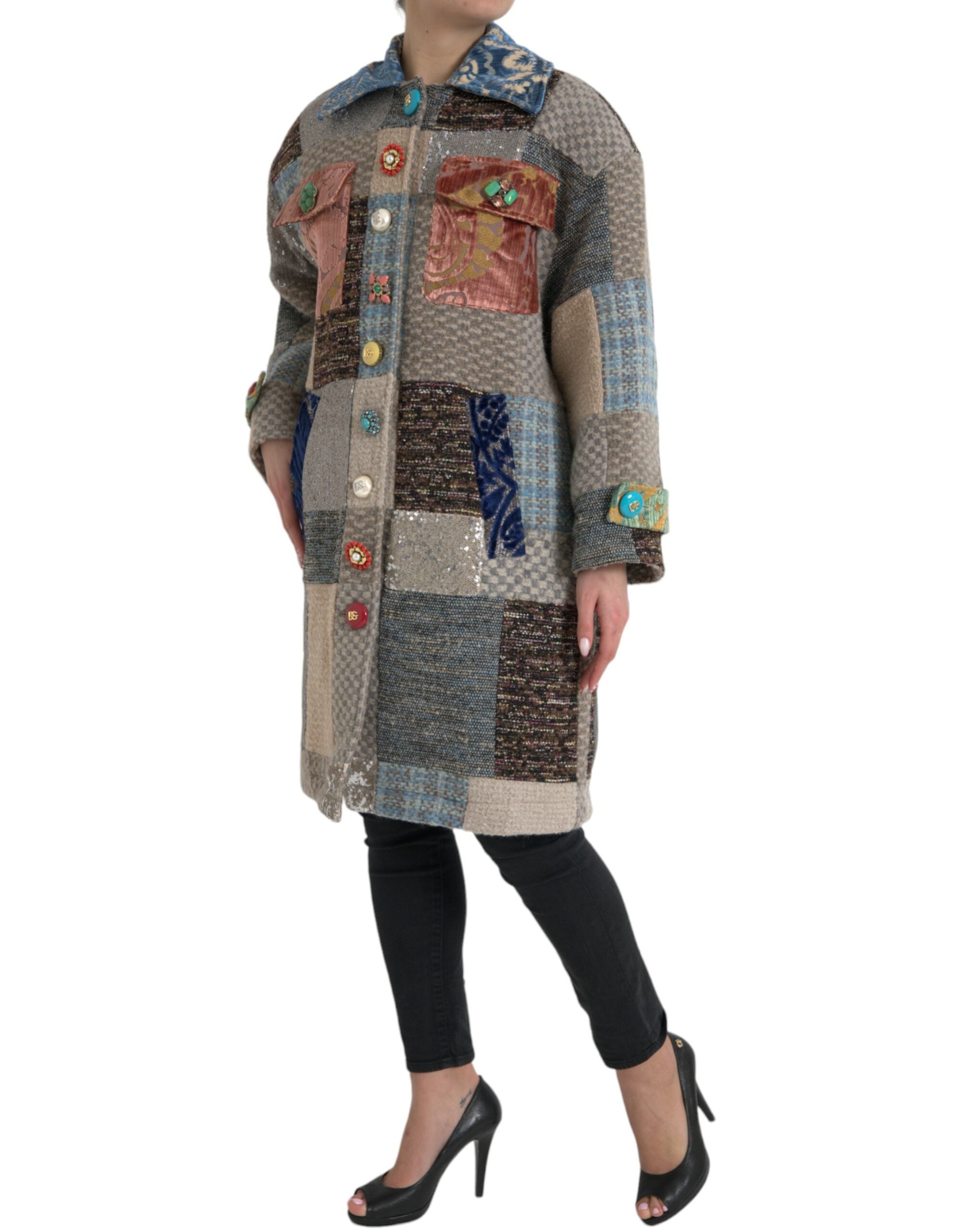 Dolce & Gabbana – Trenchcoat-Jacke mit mehrfarbigem Patchwork