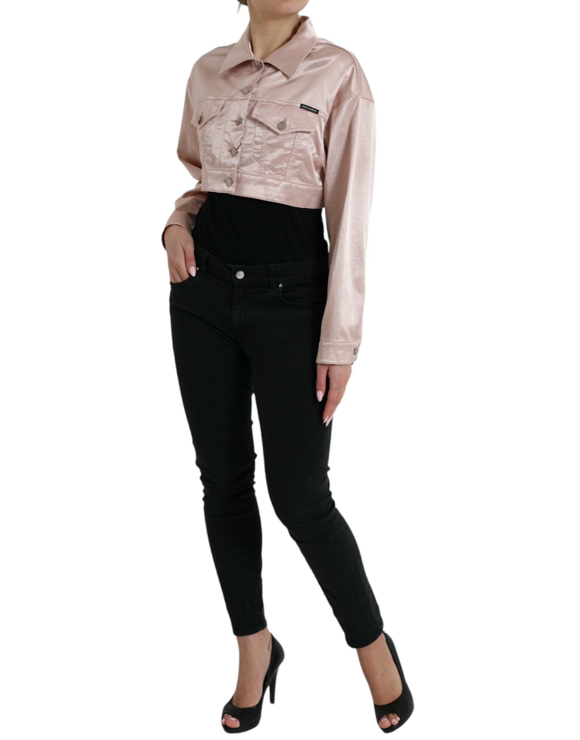 Dolce & Gabbana Elegante rosa kurze Jeansjacke