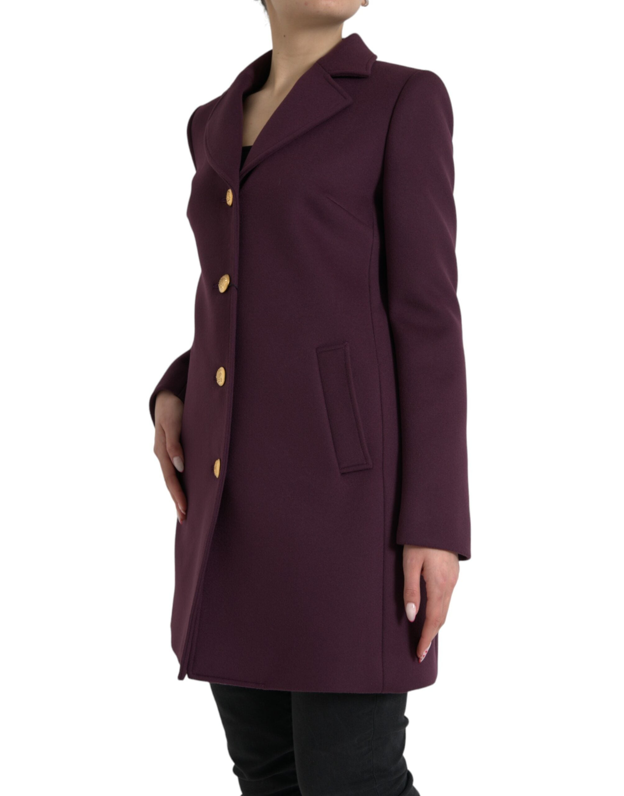 Dolce & Gabbana Eleganter lila Trenchcoat aus Wolle und Kaschmir