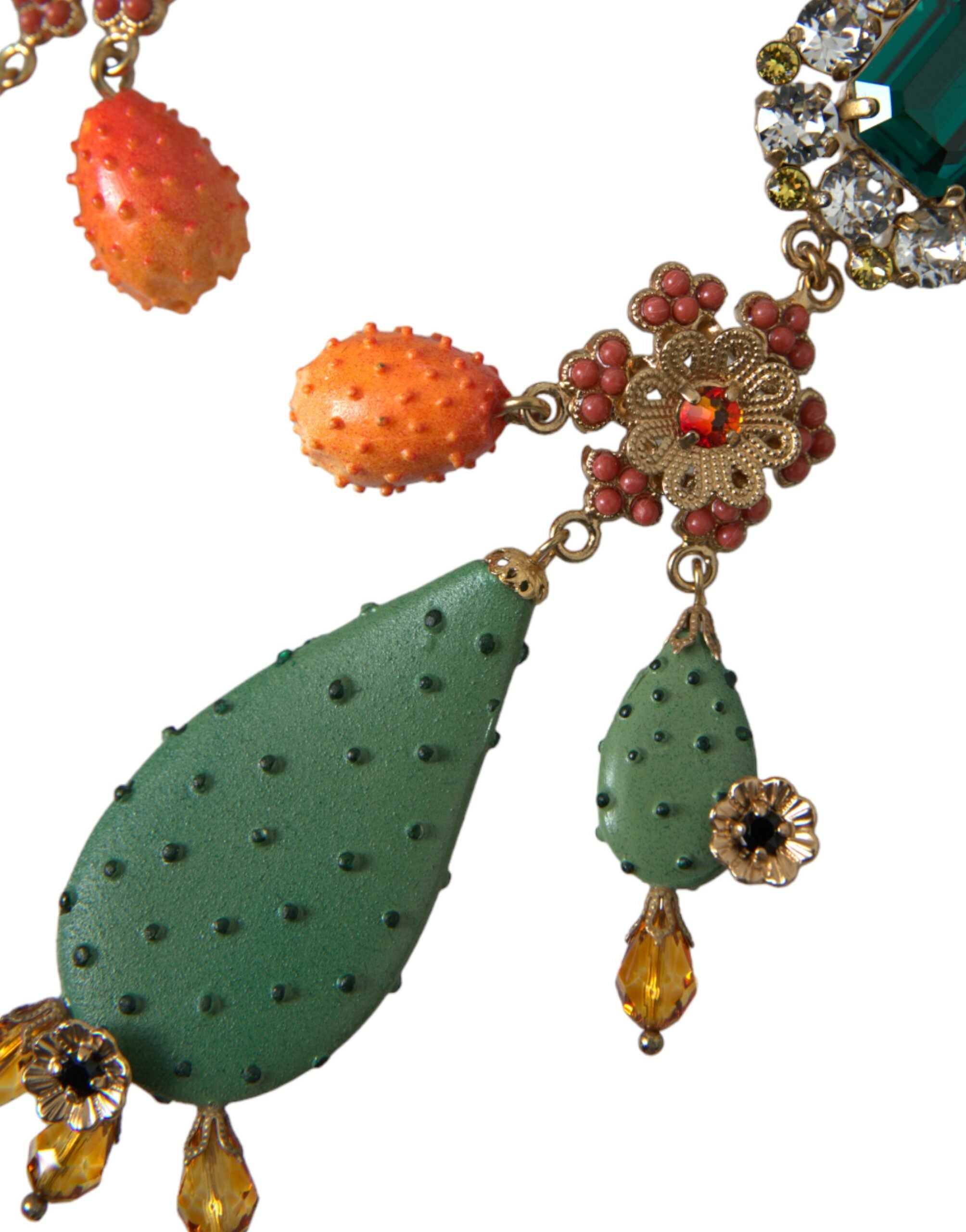 Boucles d'oreilles pendantes à clip en cristal de cactus vert Dolce & Gabbana