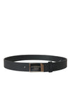 Ceinture en cuir noir avec boucle en métal argenté Dolce &amp; Gabbana