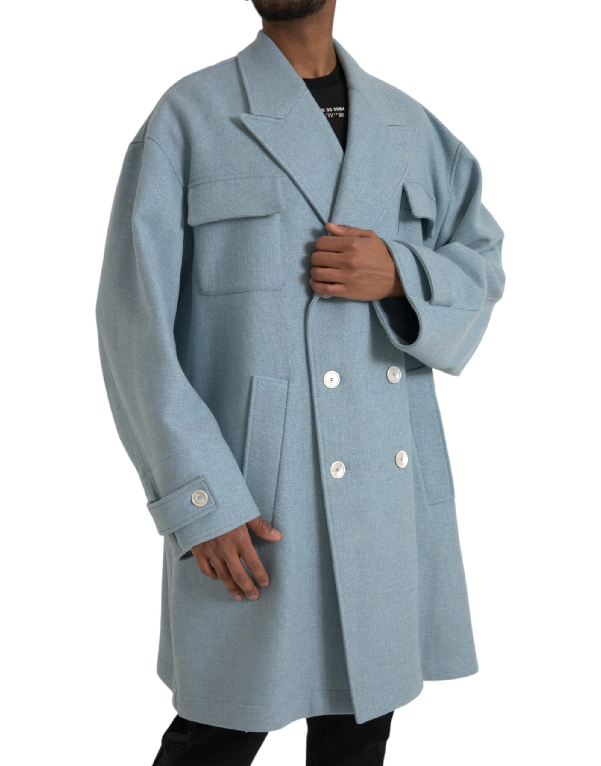 Veste trench-coat croisée bleue Dolce & Gabbana