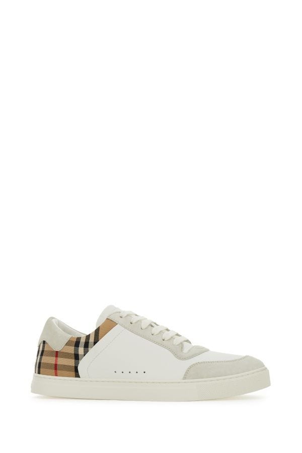 Baskets Burberry en cuir de veau blanc multicolore