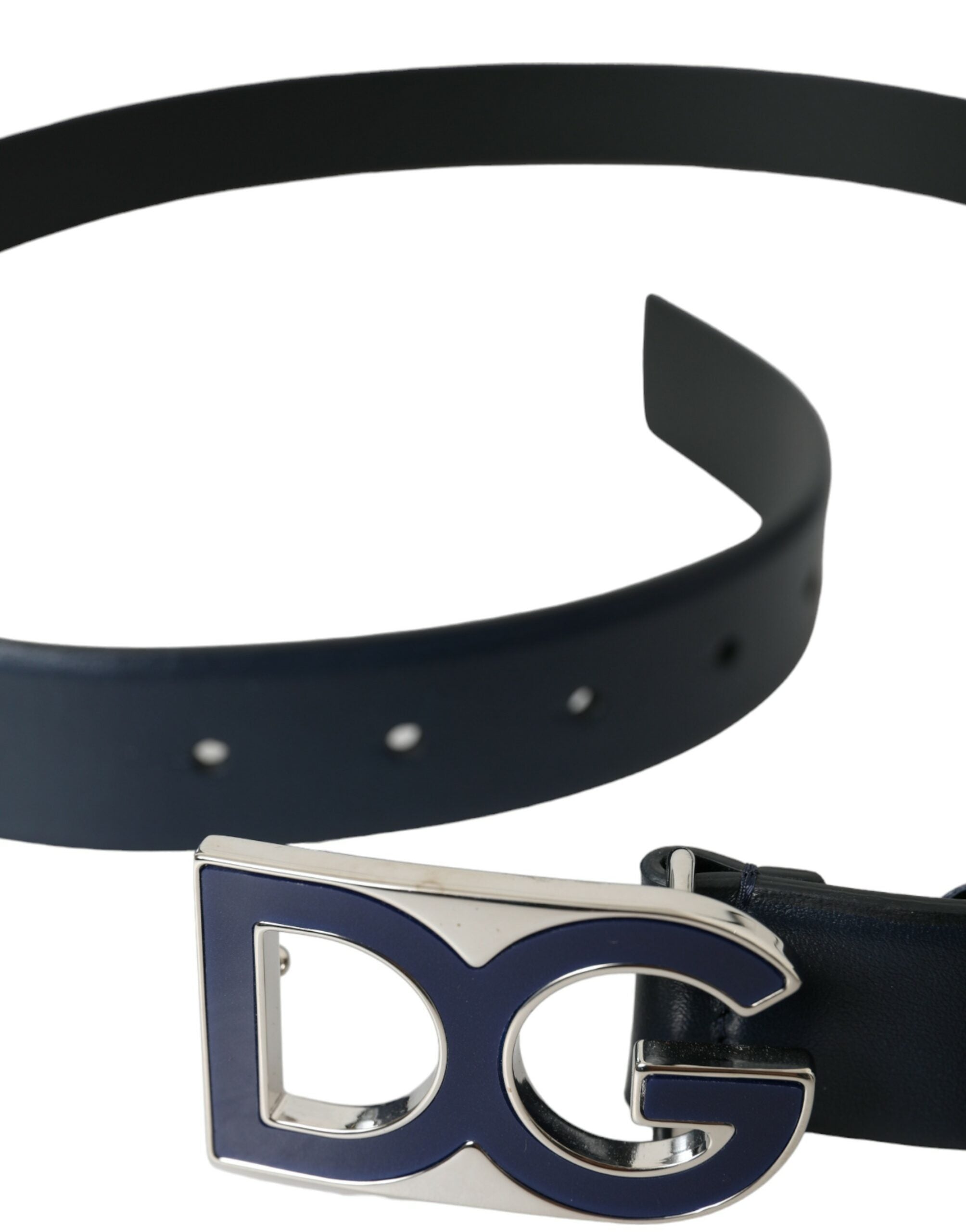 Ceinture en cuir bleu avec boucle en métal et logo Dolce & Gabbana pour homme