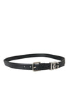 Ceinture Dolce &amp; Gabbana en cuir noir avec boucle en métal argenté pour homme