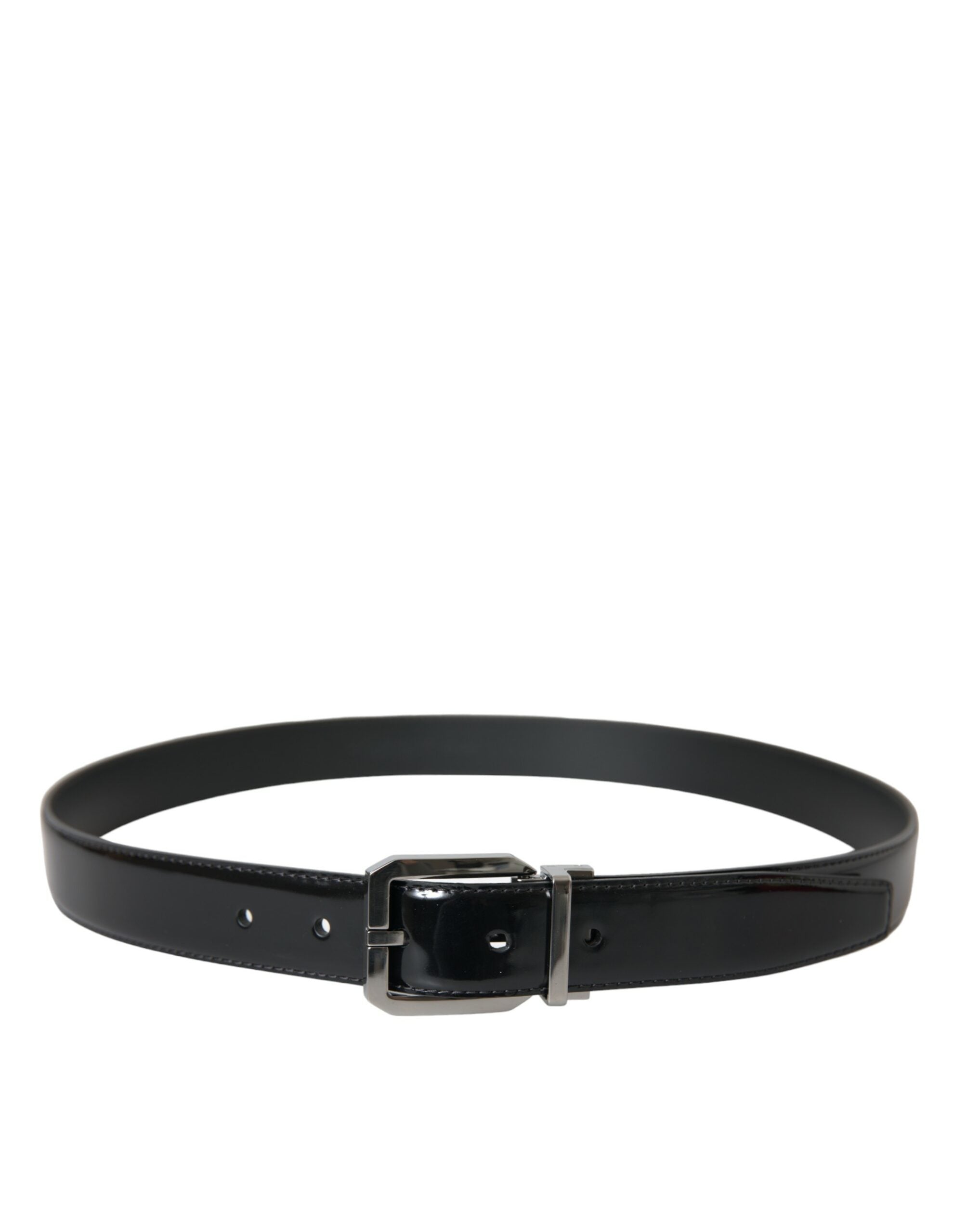 Ceinture Dolce & Gabbana en cuir noir avec boucle en métal argenté pour homme