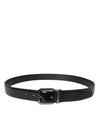 Ceinture Dolce &amp; Gabbana en cuir noir avec boucle en métal argenté pour homme