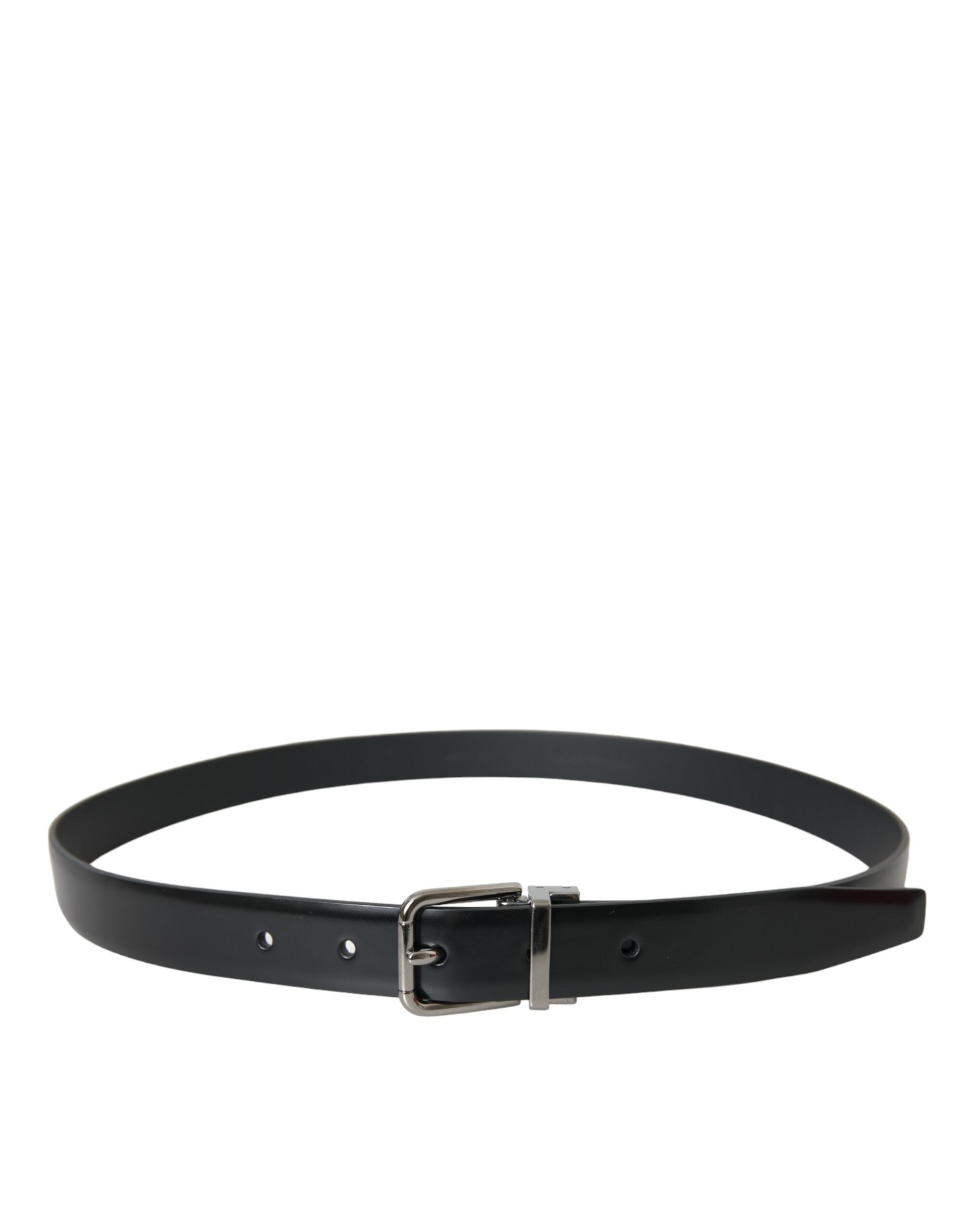 Ceinture Dolce & Gabbana en cuir noir avec boucle en métal argenté pour homme