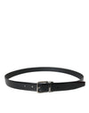 Ceinture Dolce &amp; Gabbana en cuir noir avec boucle en métal argenté pour homme