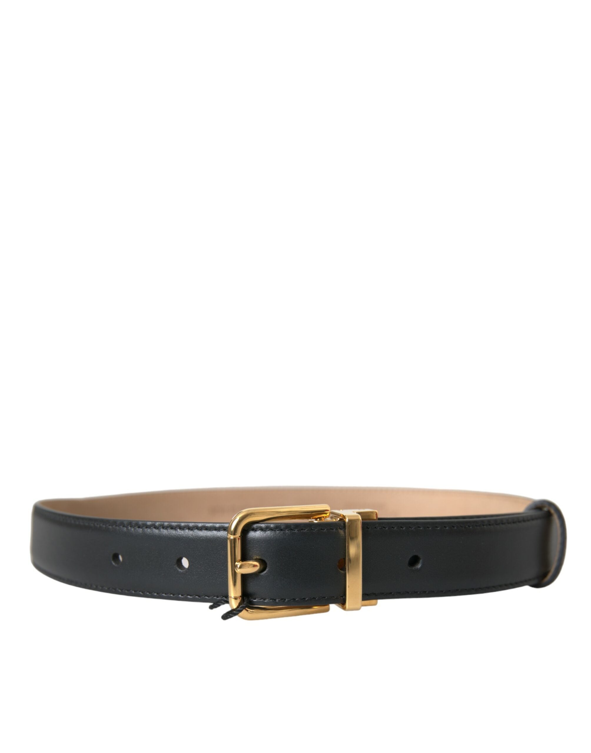 Ceinture Dolce & Gabbana en cuir noir avec boucle en métal doré pour homme