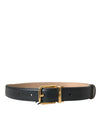 Ceinture Dolce &amp; Gabbana en cuir noir avec boucle en métal doré pour homme