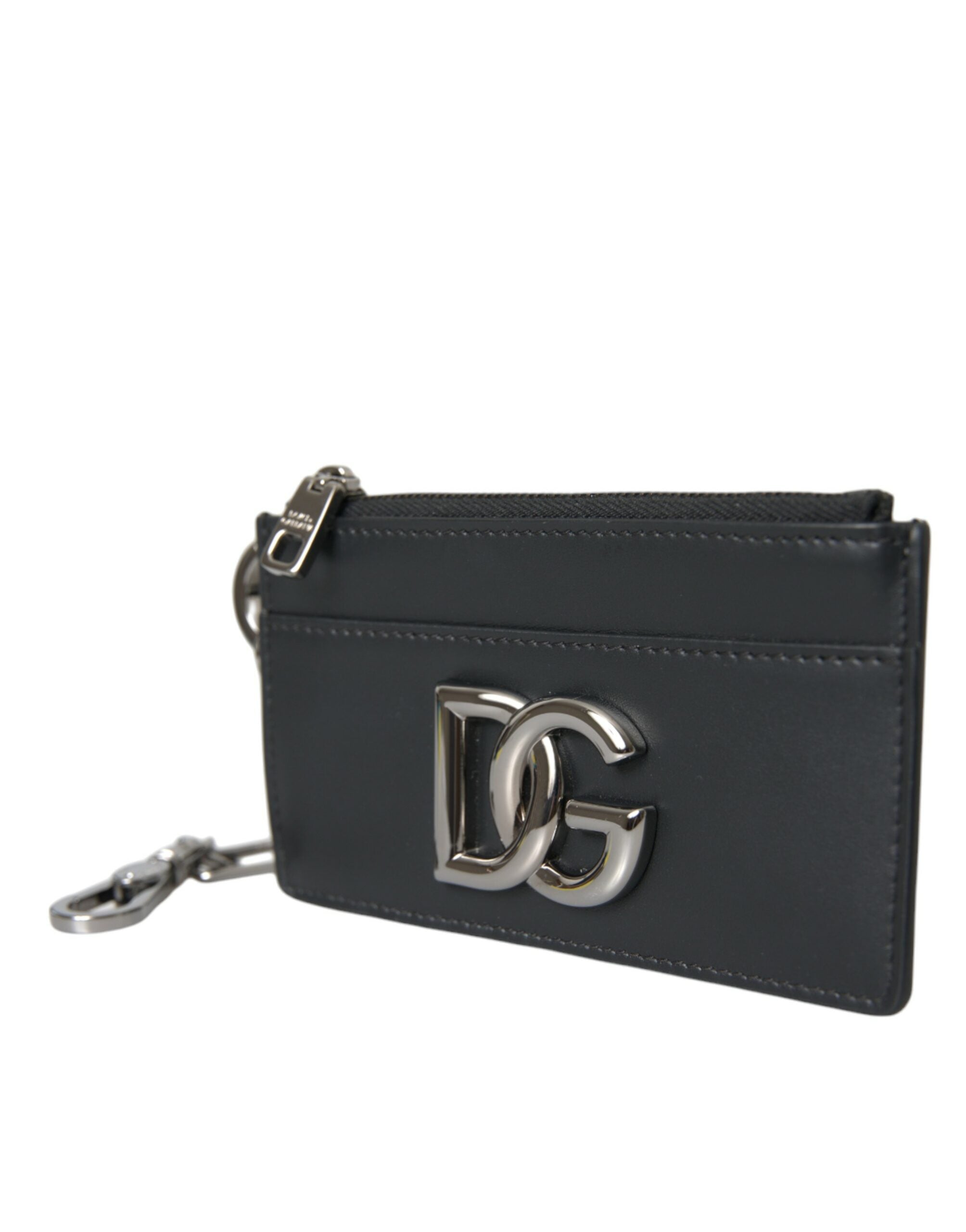 Portefeuille porte-cartes en cuir de veau noir Dolce & Gabbana avec logo DG pour homme