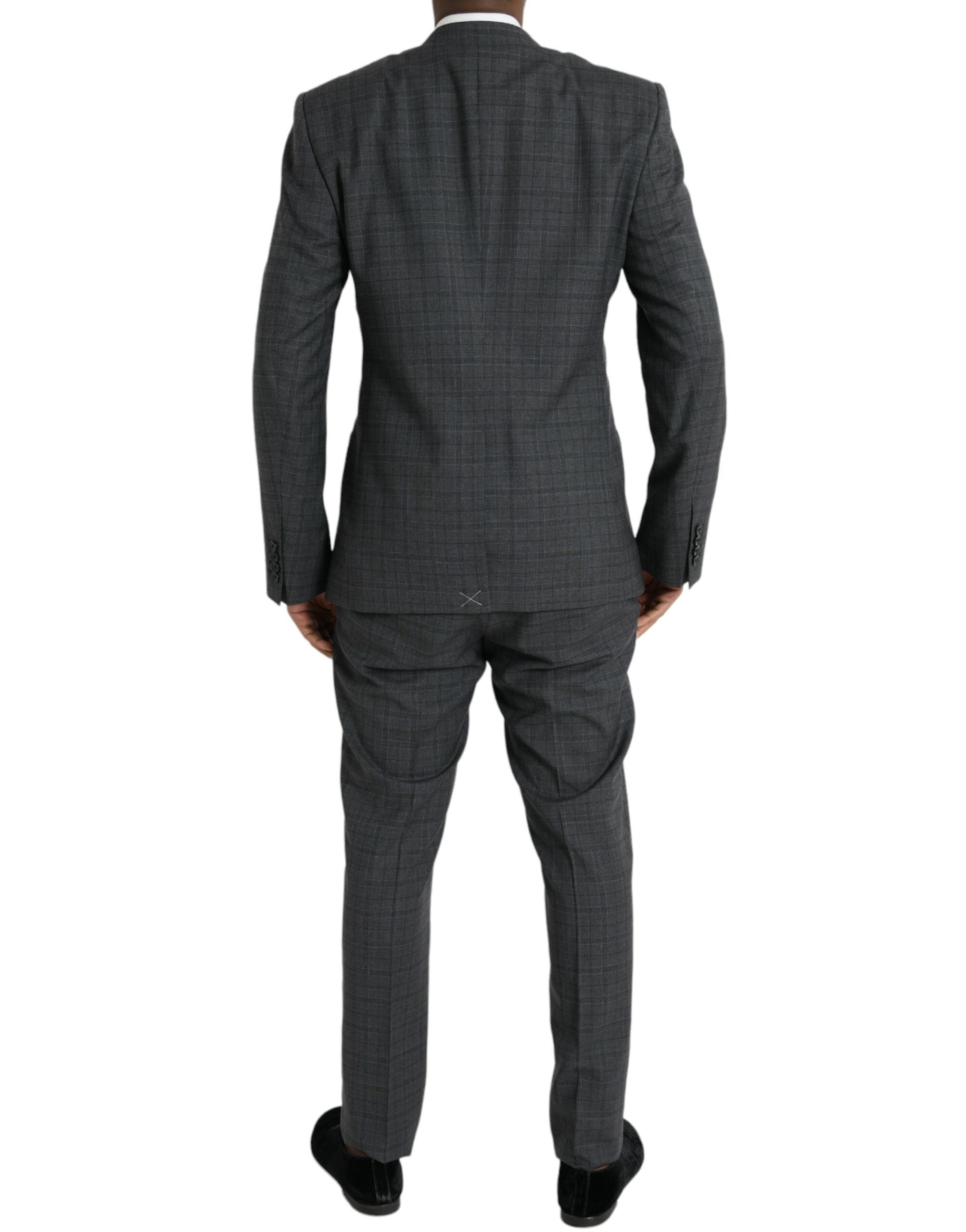 Dolce & Gabbana Gray Plaid Wool MARTINI Formal 2 Piece Suit