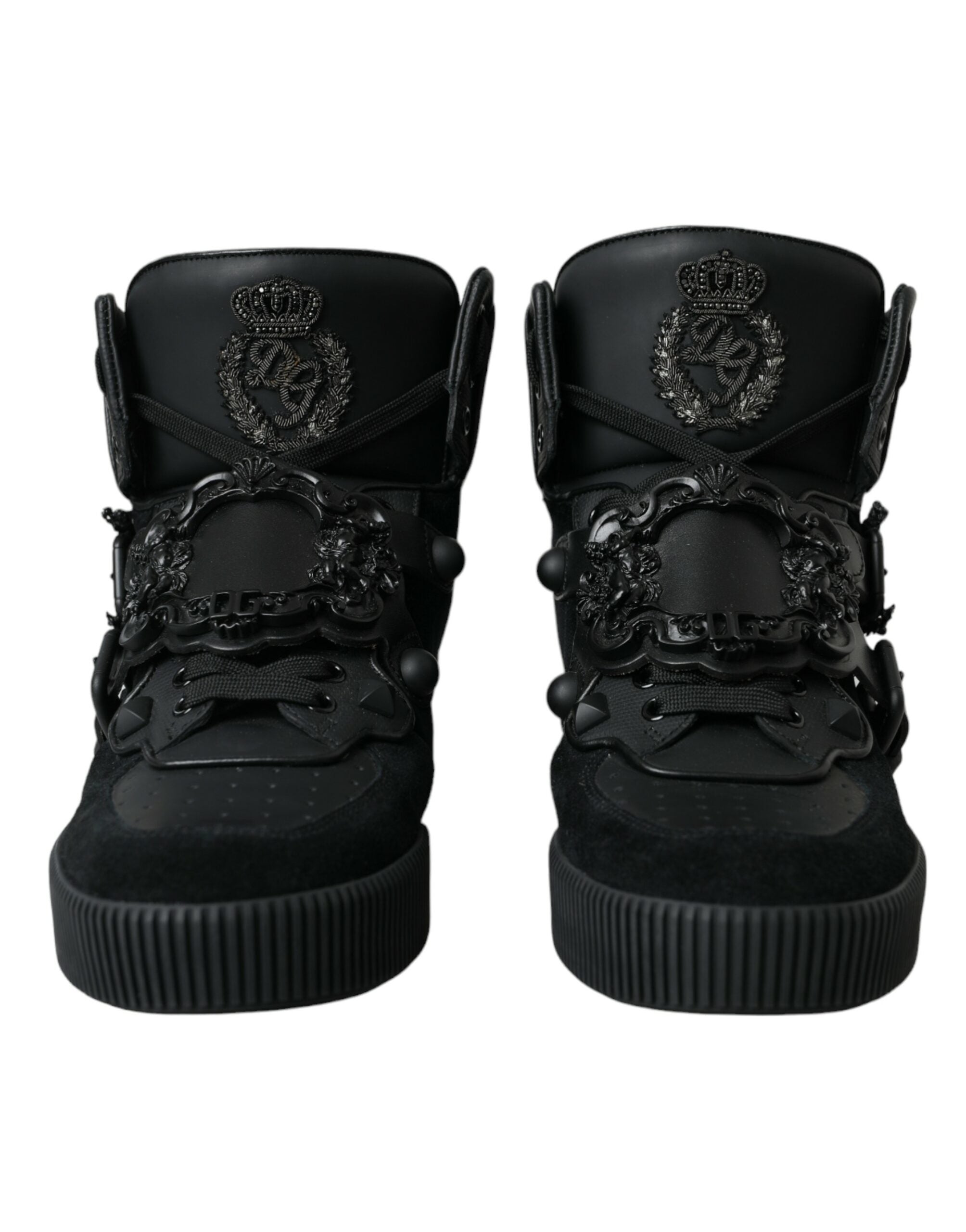 Baskets montantes Miami en cuir noir avec logo Dolce & Gabbana