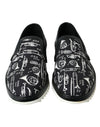 Dolce & Gabbana Black Instrument Print Slip On Loafers Shoes