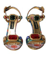 Dolce & Gabbana Multicolor Jacquard Crystals Sandals Shoes