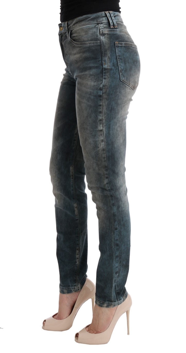 Cavalli Chic Slim Fit-Jeans in verwaschenem Blau