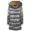 Imperfect Elegant Long Down Jacket with Eco-Fur Hood