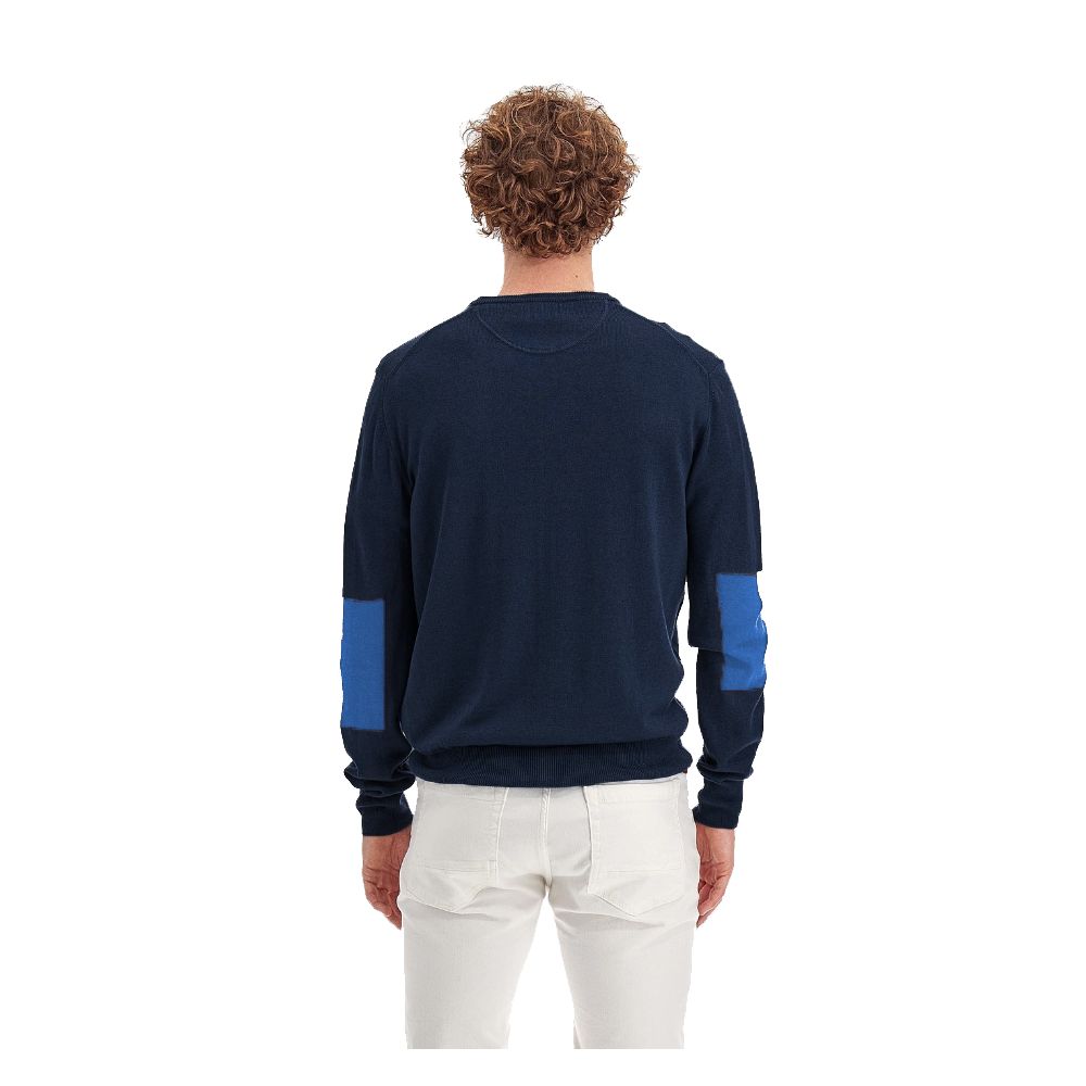 La Martina Blue Cotton Men Sweater