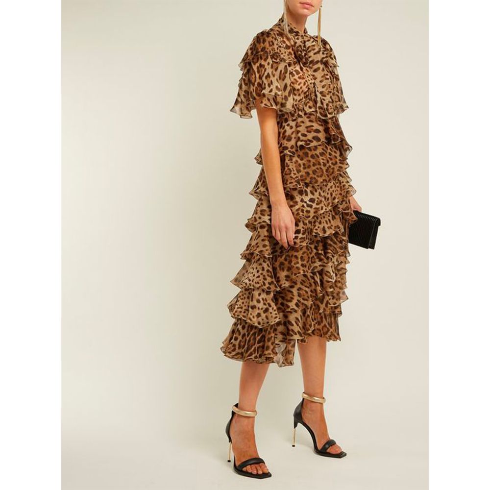 Robe en soie marron Dolce & Gabbana