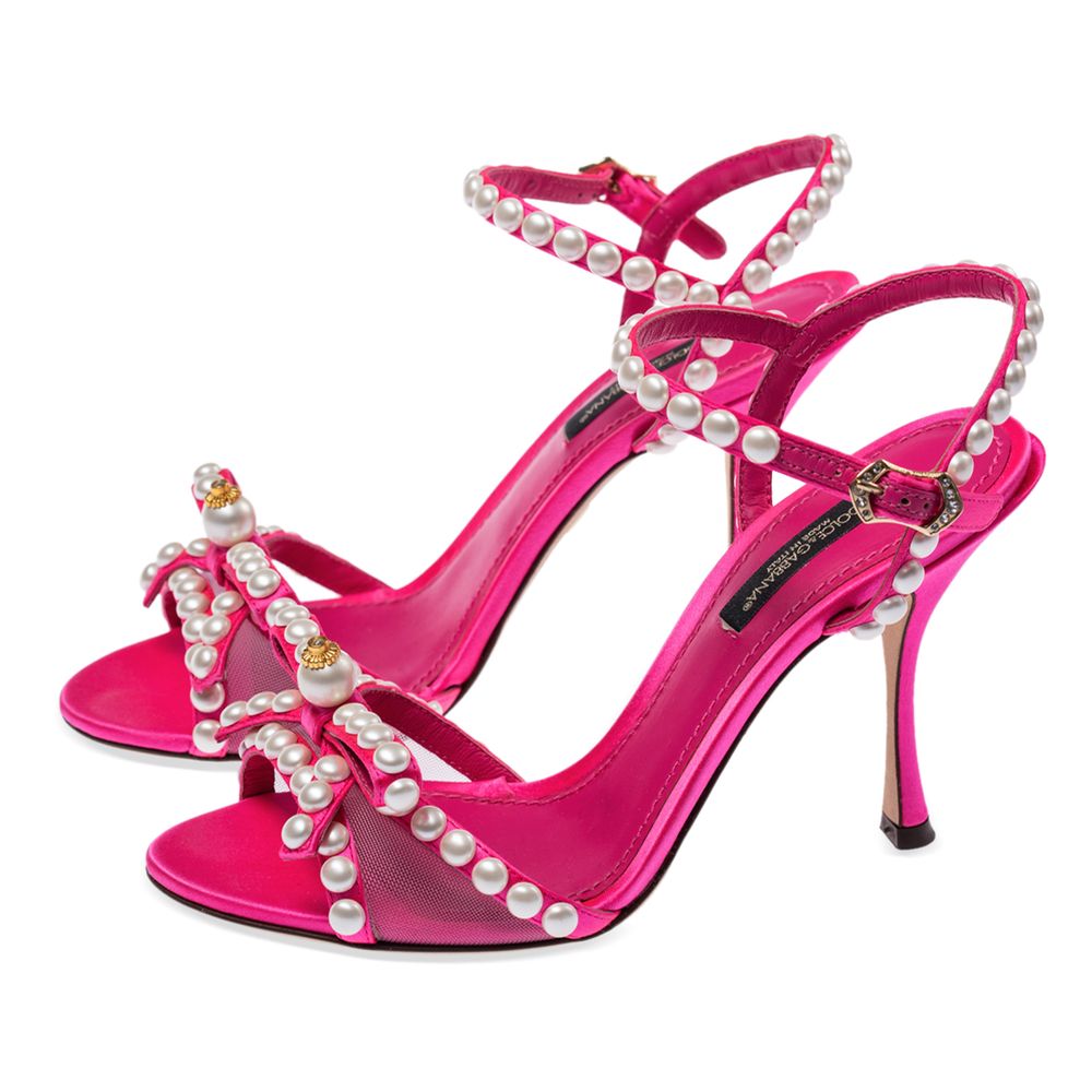 Dolce & Gabbana Elegant Fuchsia Sandals with Pearl Details