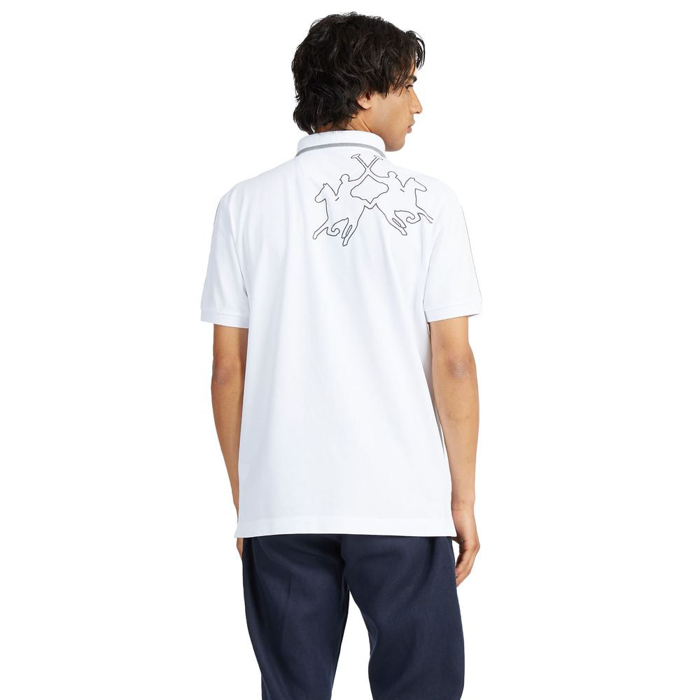 Polo en coton blanc élégant avec logo La Martina pour homme