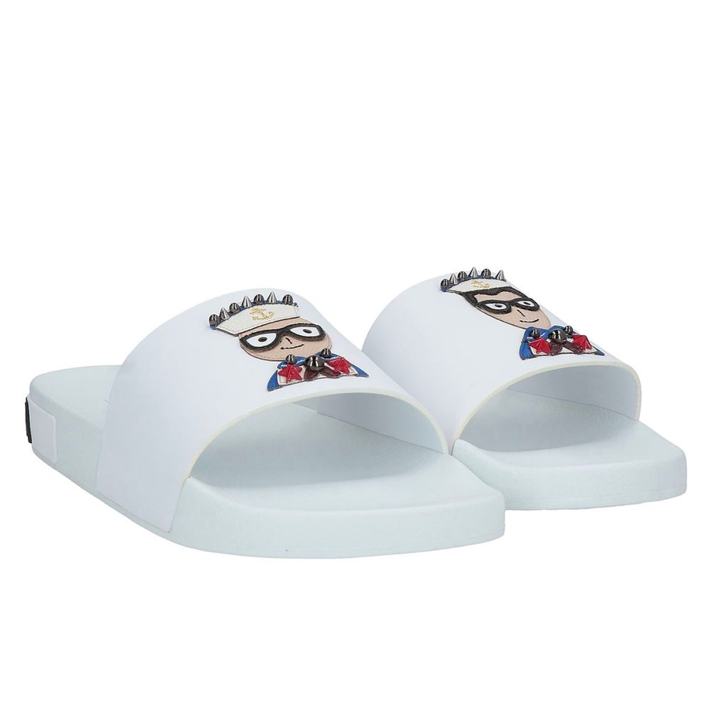 Chaussons en caoutchouc blancs à ornements Dolce & Gabbana pour hommes