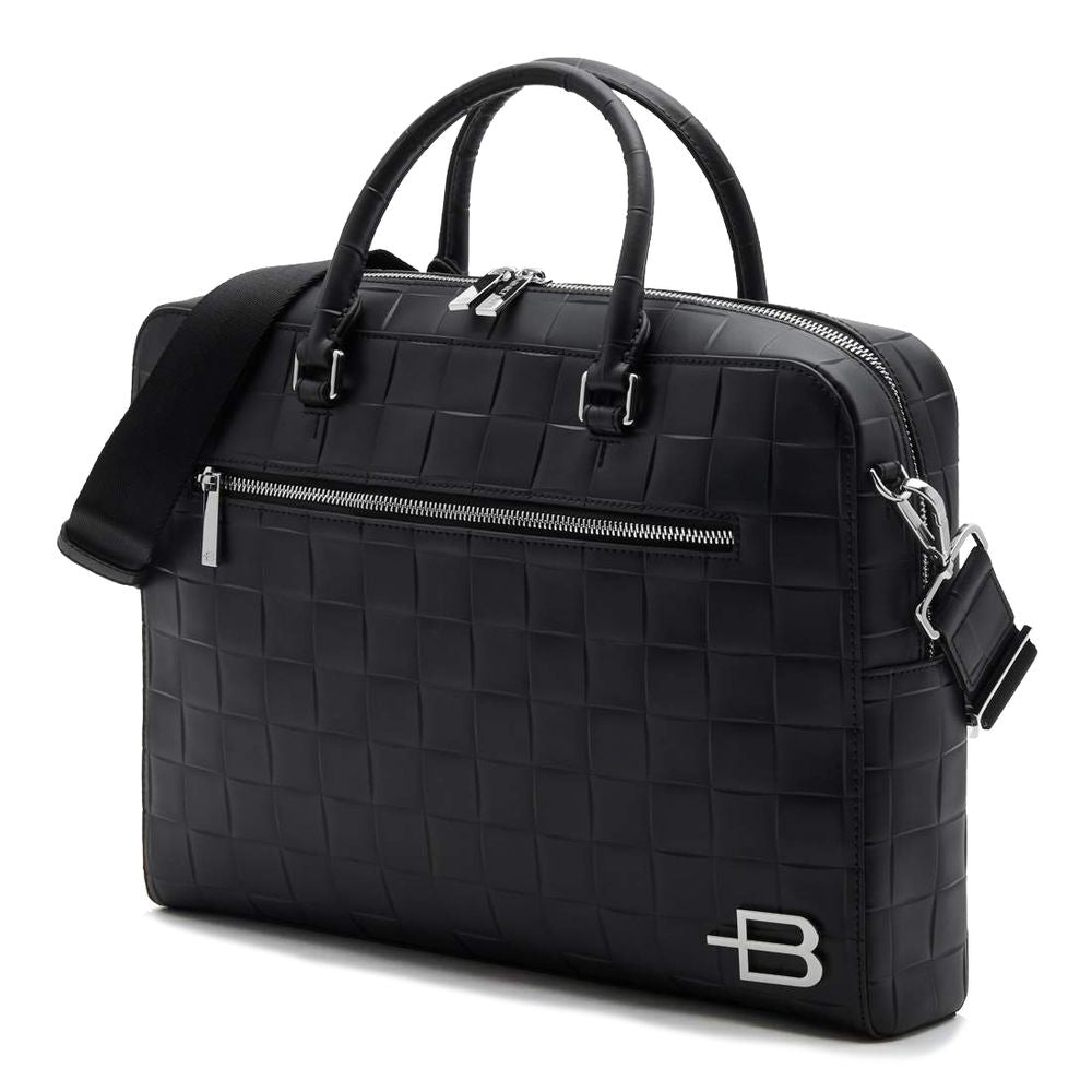 Baldinini Trend Elegant Checkered Calfskin Document Holder Bag