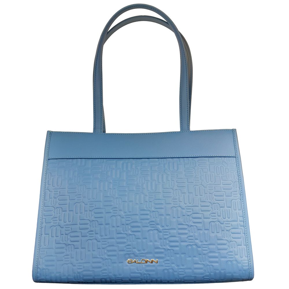 Sac shopping élégant bleu clair avec motif logo Baldinini Trend