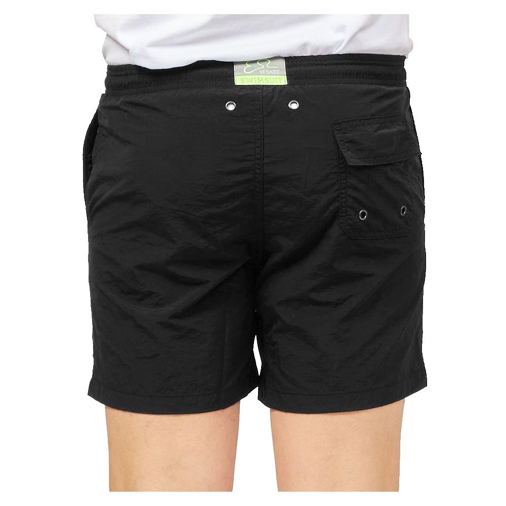 Short de bain en polyester noir Yes Zee pour homme