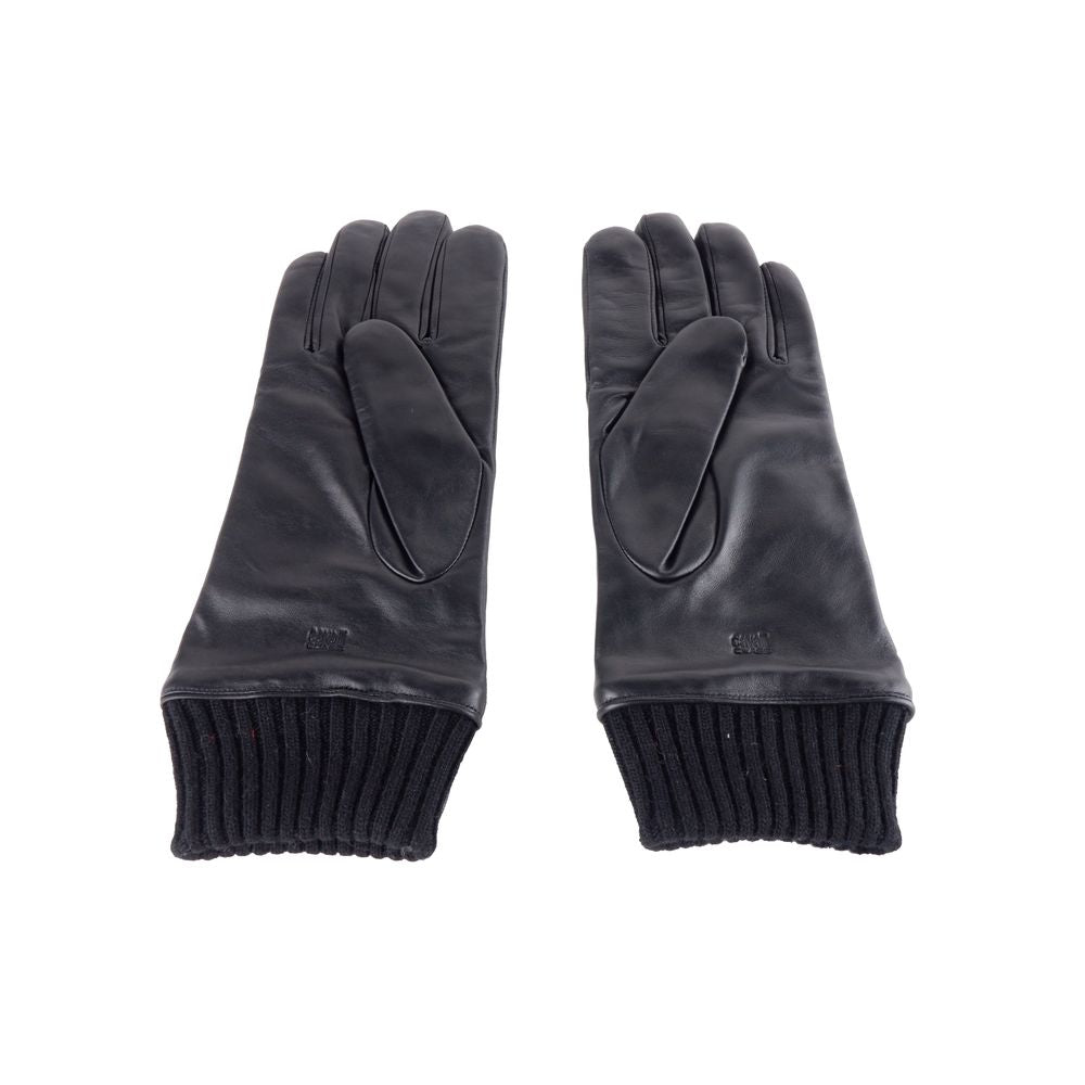 Gants Cavalli Class en cuir d'agneau noir pour homme