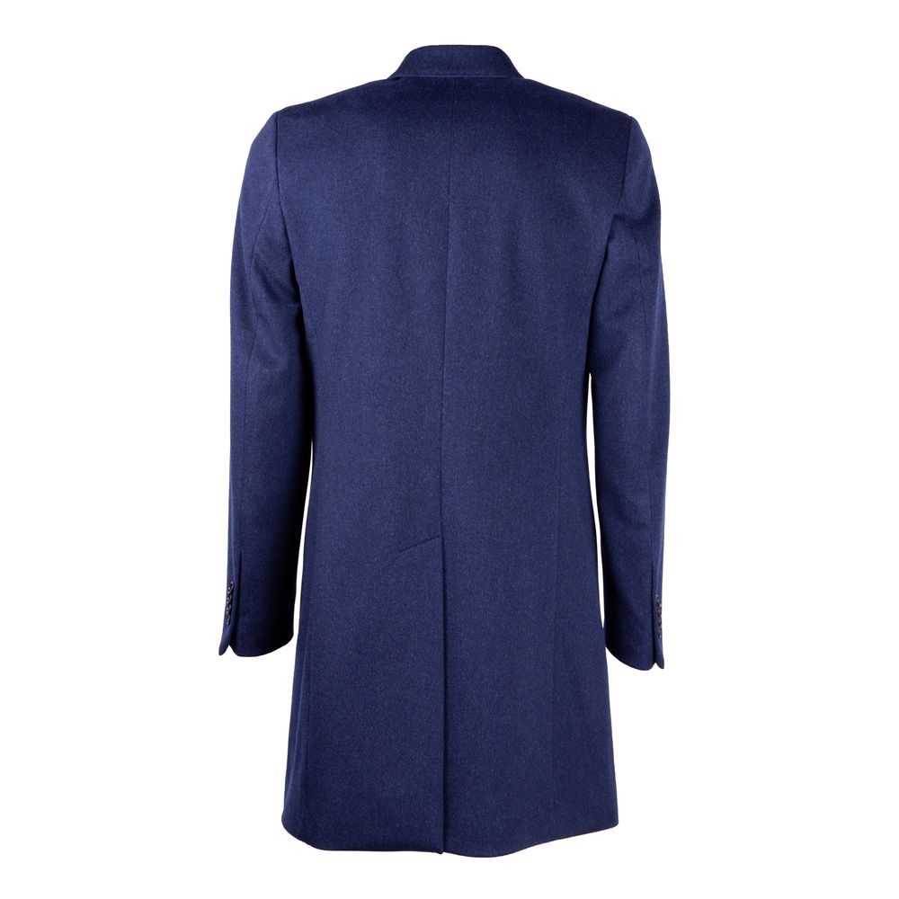 Eleganter Wollmantel für Herren in Marineblau, Made in Italy