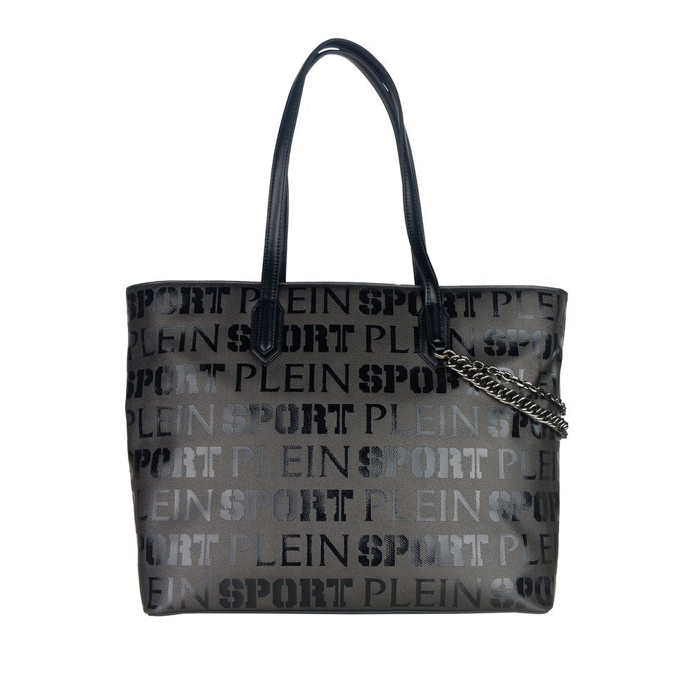 Sac shopping design noir élégant Plein Sport avec logo imprimé